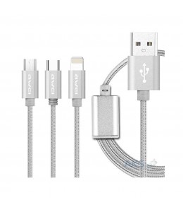 كيبل اوي 3 في 1 مقاس  1.20 متر  لون رمادي